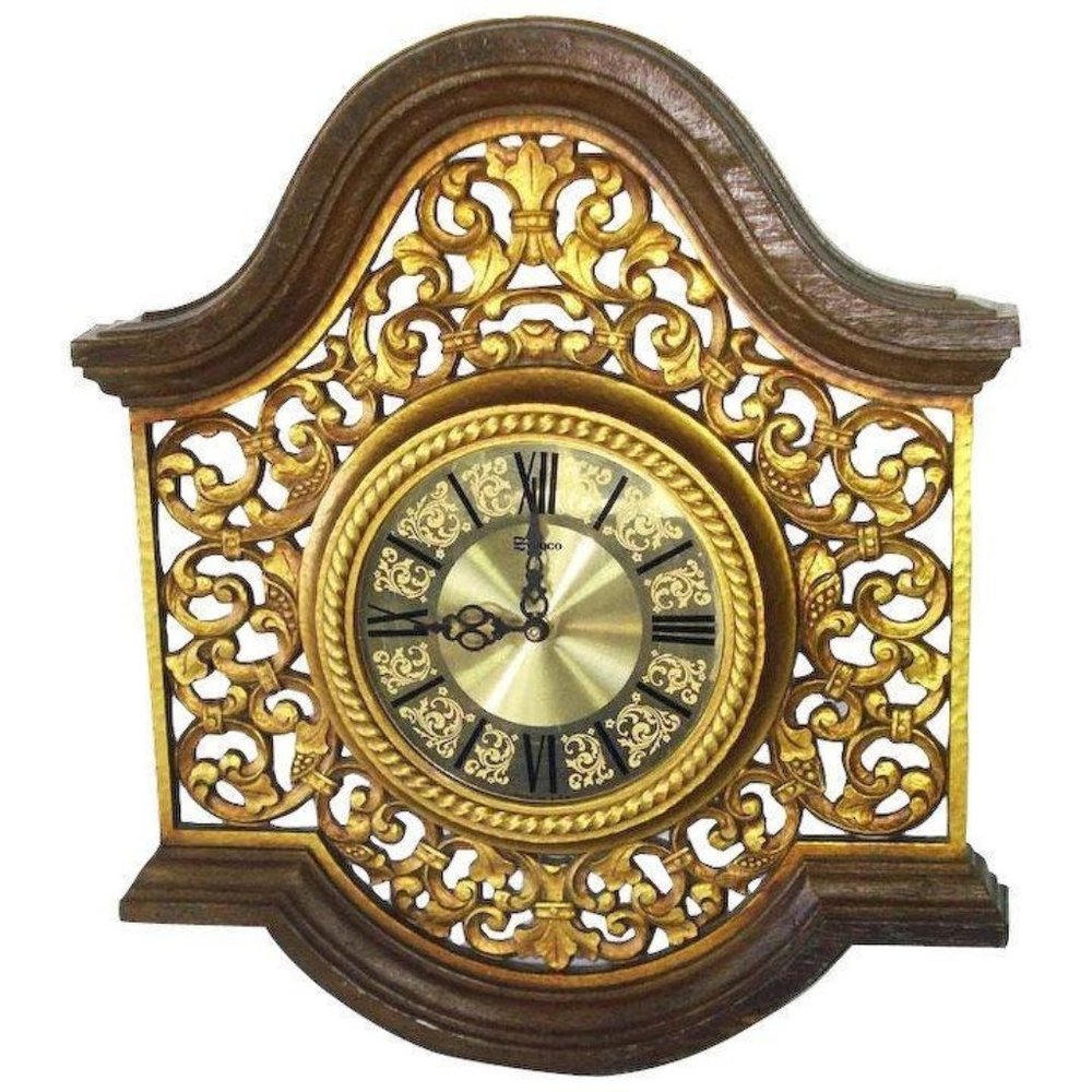 Vintage Hollywood Regency Gold Syroco 1967 Wall Clock